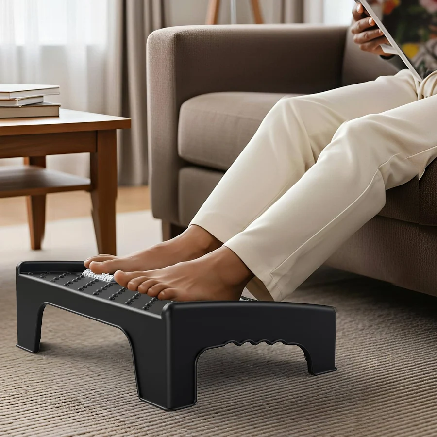  Solimo Ergonomic Footrest with Massage Texture and Roller for office chair with massager